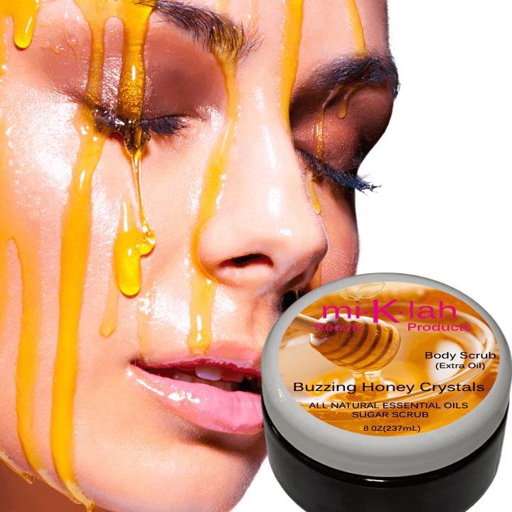 Buzzing Honey Crystals Essential Oils Body Sugar Scrub- Extra Oil - Miklahbeautyproducts