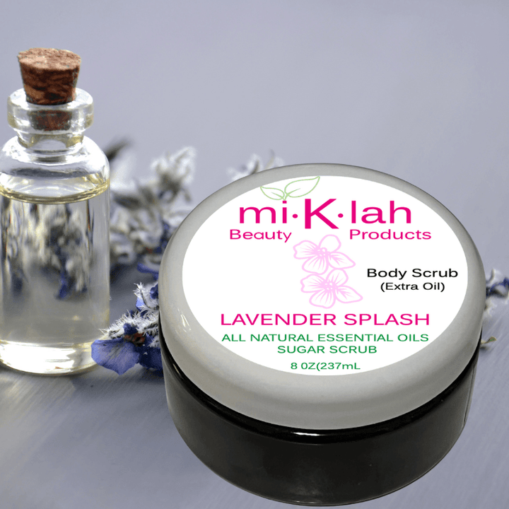 Lavender Splash Essential Oils Body Sugar Scrub - Extra Oil - Miklahbeautyproducts