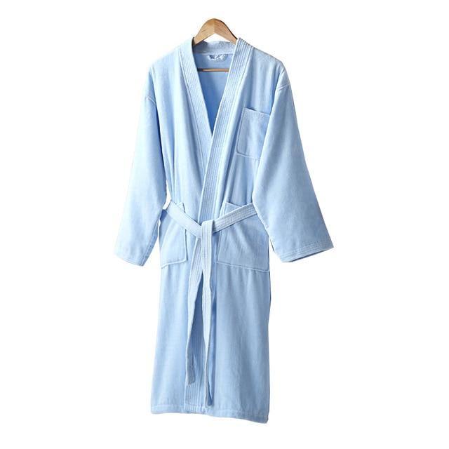 Pocket Terry Cotton Lounge Robe - Miklahbeautyproducts
