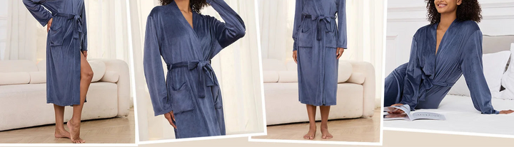 Lightweight Velor V-Neck Spa Bathrobe
