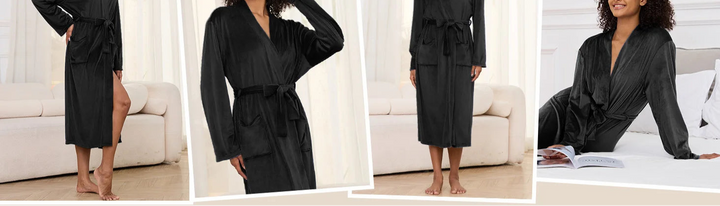 Lightweight Velor V-Neck Spa Bathrobe