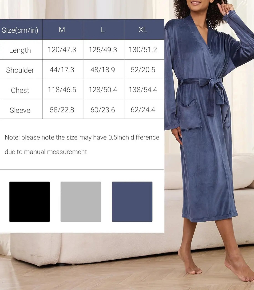 Lightweight Velor V-Neck Spa Bathrobe