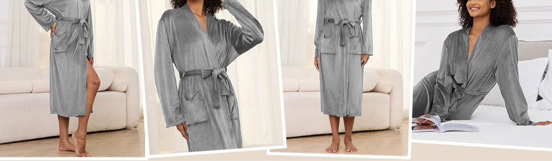 Lightweight Velor V-Neck Spa Bathrobe