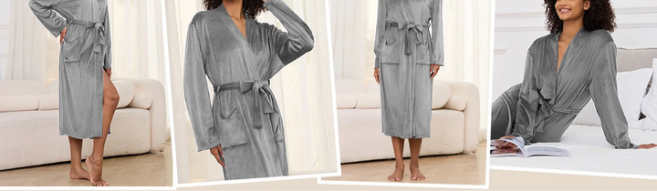 Lightweight Velor V-Neck Spa Bathrobe
