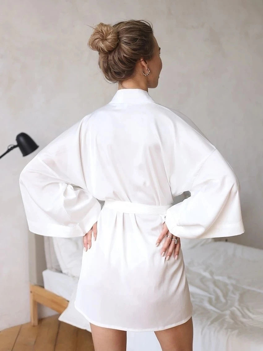 Women Long Sleeve V-Neck Robe