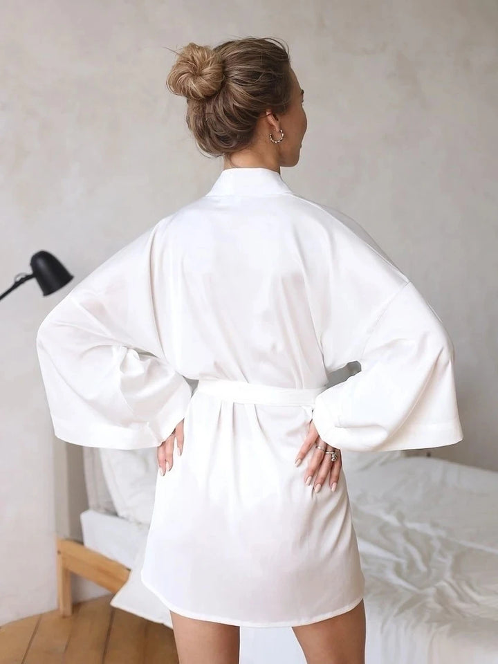 Women Long Sleeve V-Neck Robe