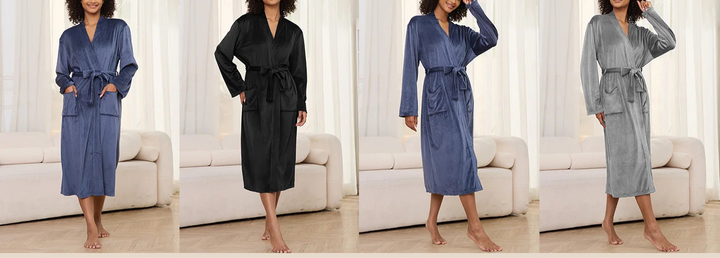 Lightweight Velor V-Neck Spa Bathrobe