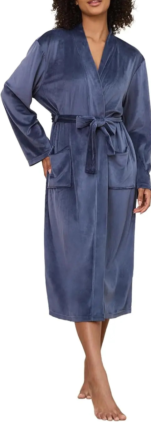 Lightweight Velor V-Neck Spa Bathrobe