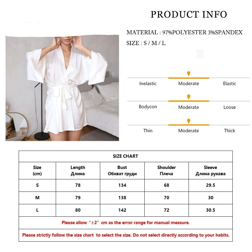 Women Long Sleeve V-Neck Robe