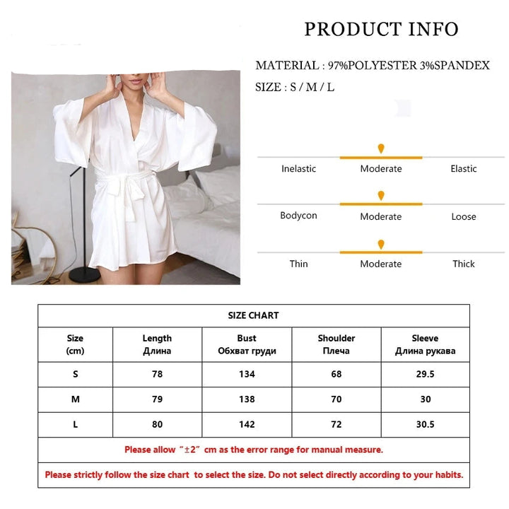 Women Long Sleeve V-Neck Robe