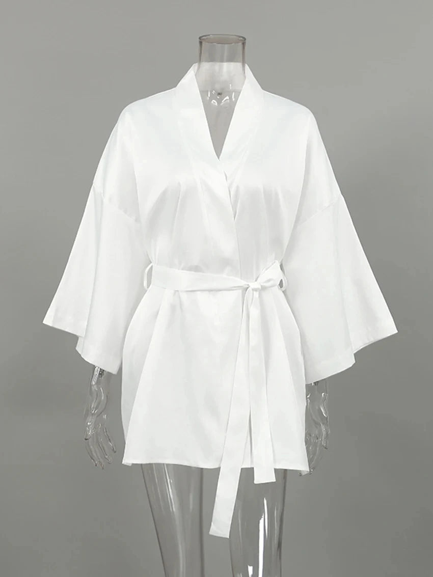 Women Long Sleeve V-Neck Robe