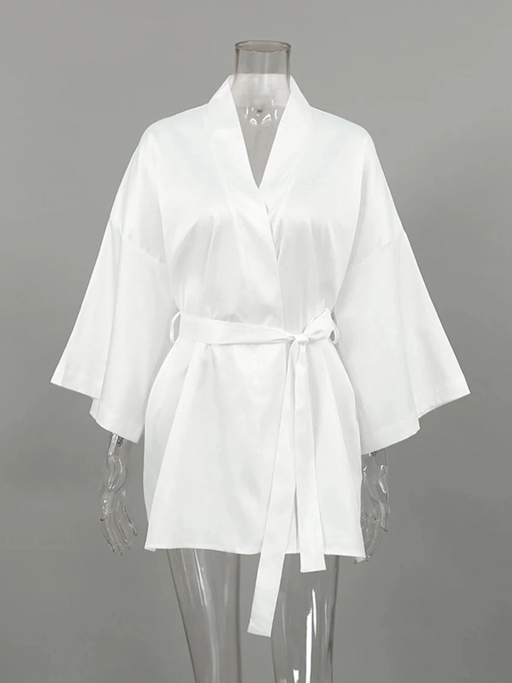 Women Long Sleeve V-Neck Robe