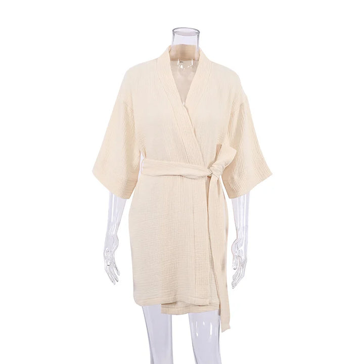 Short Sleeved Cotton Robe