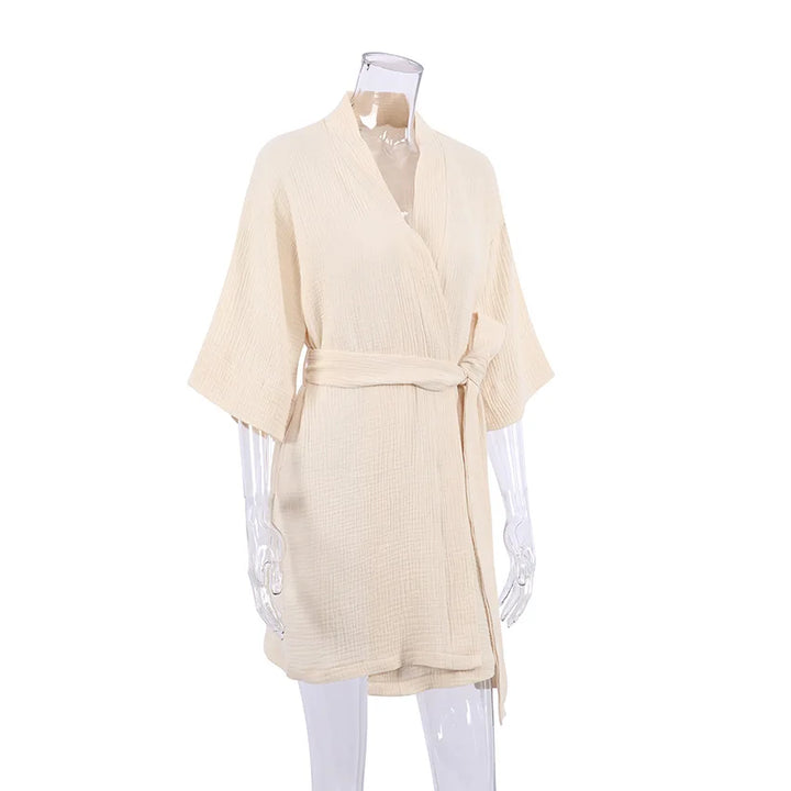 Short Sleeved Cotton Robe