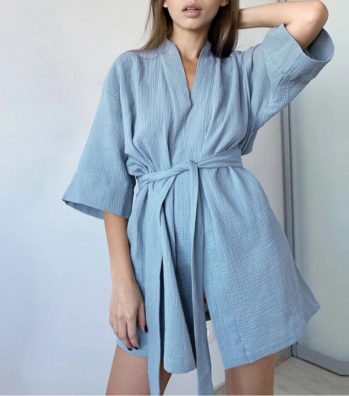 Short Sleeved Cotton Robe