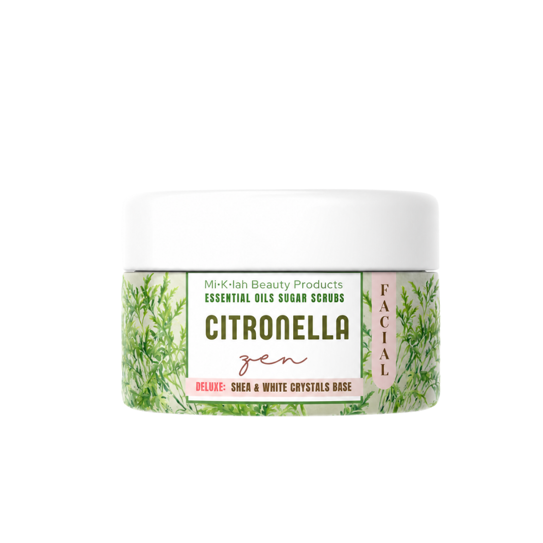 Mini Citronella Zen  Deluxe Facial Sugar Scrub – Shea & White Crystals Base